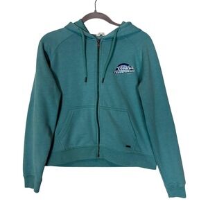 Roxy Hoodie Womens Medium Blue Aloha Adventures Full Zip Fleece Surf Graphic